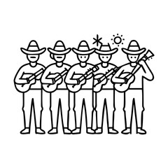 mariachi band icon, mariachi band line art - simple line art of mariachi band, perfect for mariachi band logos and icons