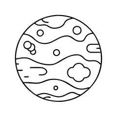 mars planet icon, mars planet line art - simple line art of mars planet, perfect for mars planet logos and icons