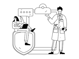 Medical characters fighting the epidemic flat vector concept operation hand drawn illustration
