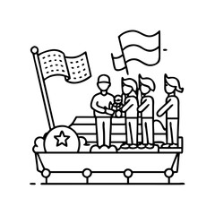 memorial day parade float icon, memorial day parade float line art - simple line art of memorial day parade float, perfect for memorial day parade float logos and icons
