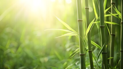 Serene Bamboo Forest with Soft Sunlight Filtering Through Lush Green Stalks   Peaceful and Calming Natural Landscape with Tranquil Atmosphere