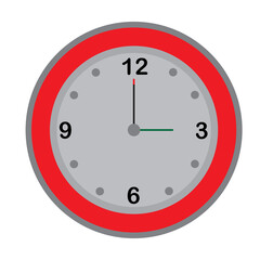 Sharp  3 O' clock wall clock isolated on white