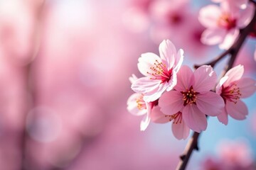Fototapeta premium Delicate pink cherry blossoms in full bloom, creating a soft, flowing pattern , floral, tree, pink flowers