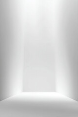 Bright white room corner with neutral walls and even lighting, suitable for product display