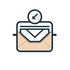 An illustrated envelope icon with an incoming message notification, symbolizing communication and connection in a digital environment , isolated on white or transparent png