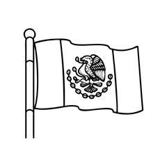 mexican flag waving icon, mexican flag waving line art - simple line art of mexican flag waving, perfect for mexican flag waving logos and icons