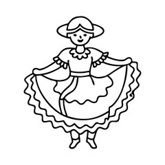 mexican folk dancer icon, mexican folk dancer line art - simple line art of mexican folk dancer, perfect for mexican folk dancer logos and icons