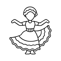 mexican folk dancer icon, mexican folk dancer line art - simple line art of mexican folk dancer, perfect for mexican folk dancer logos and icons