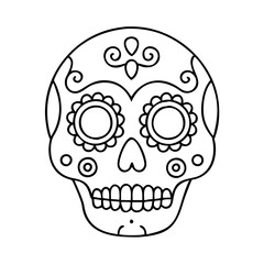 mexican skull sugar skull icon, mexican skull sugar skull line art - simple line art of mexican skull sugar skull, perfect for mexican skull sugar skull logos and icons