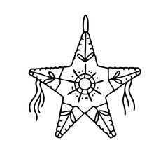 mexican star pinata icon, mexican star pinata line art - simple line art of mexican star pinata, perfect for mexican star pinata logos and icons