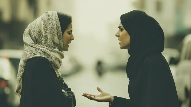 People two women arguing on a street