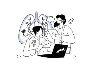 Medical characters fighting the epidemic flat vector concept operation hand drawn illustration
