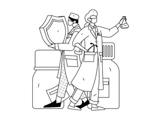 Medical characters fighting the epidemic flat vector concept operation hand drawn illustration
