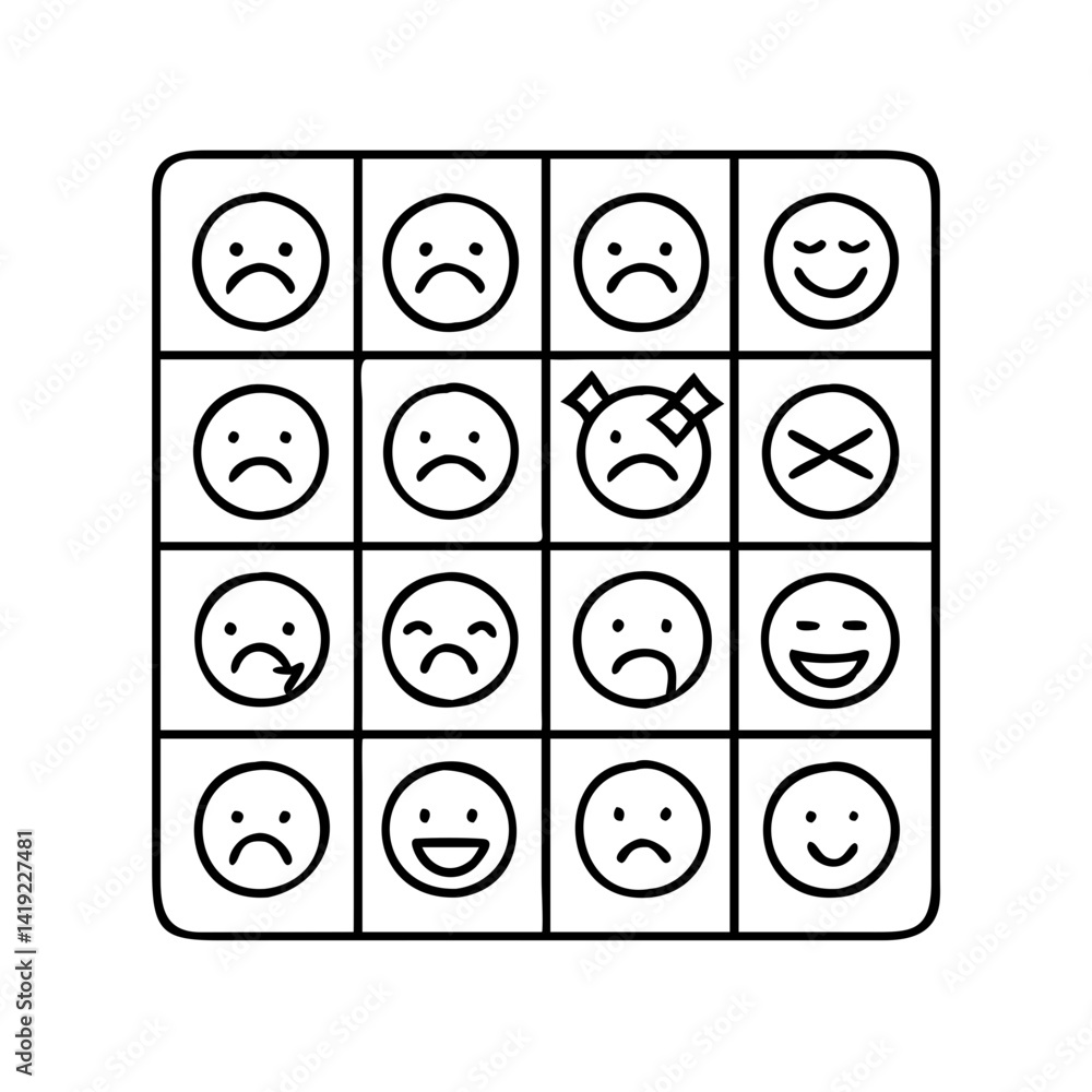 Poster mood tracker chart icon, mood tracker chart line art - simple line art of mood tracker chart, perfec
