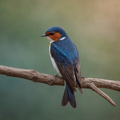 Fototapeta premium Swallow bird on piece of wood
