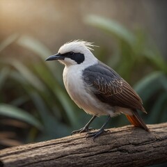 Quillfin bird on piece of wood