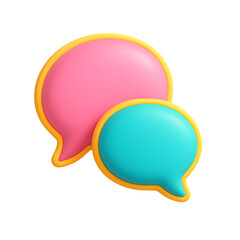 Fototapeta premium 3D double speech bubbles icon for messaging, communication, chat apps, or social media with PNG transparent background 