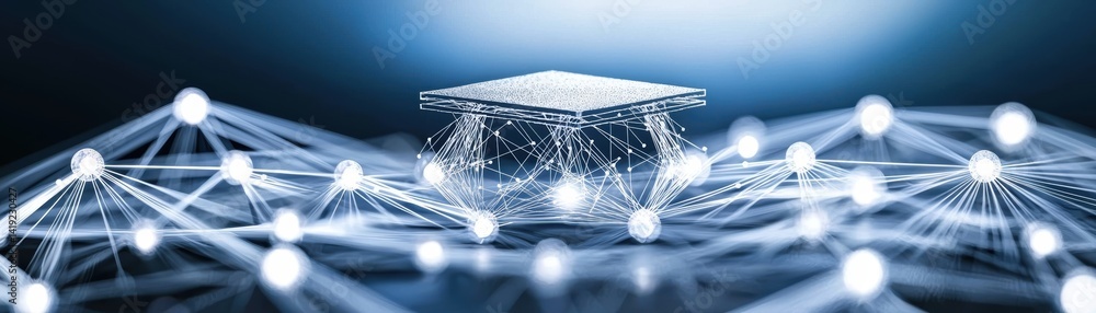 Poster open access education network,an abstract representation of interconnected nodes and networks, symbo