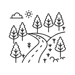 nature trail icon, nature trail line art - simple line art of nature trail, perfect for nature trail logos and icons