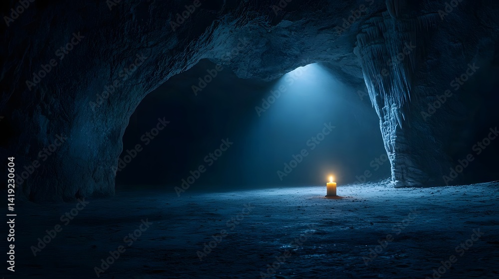 Poster mesmerizing scene of a glowing underground cave its walls and floor illuminated by the radiant glow 