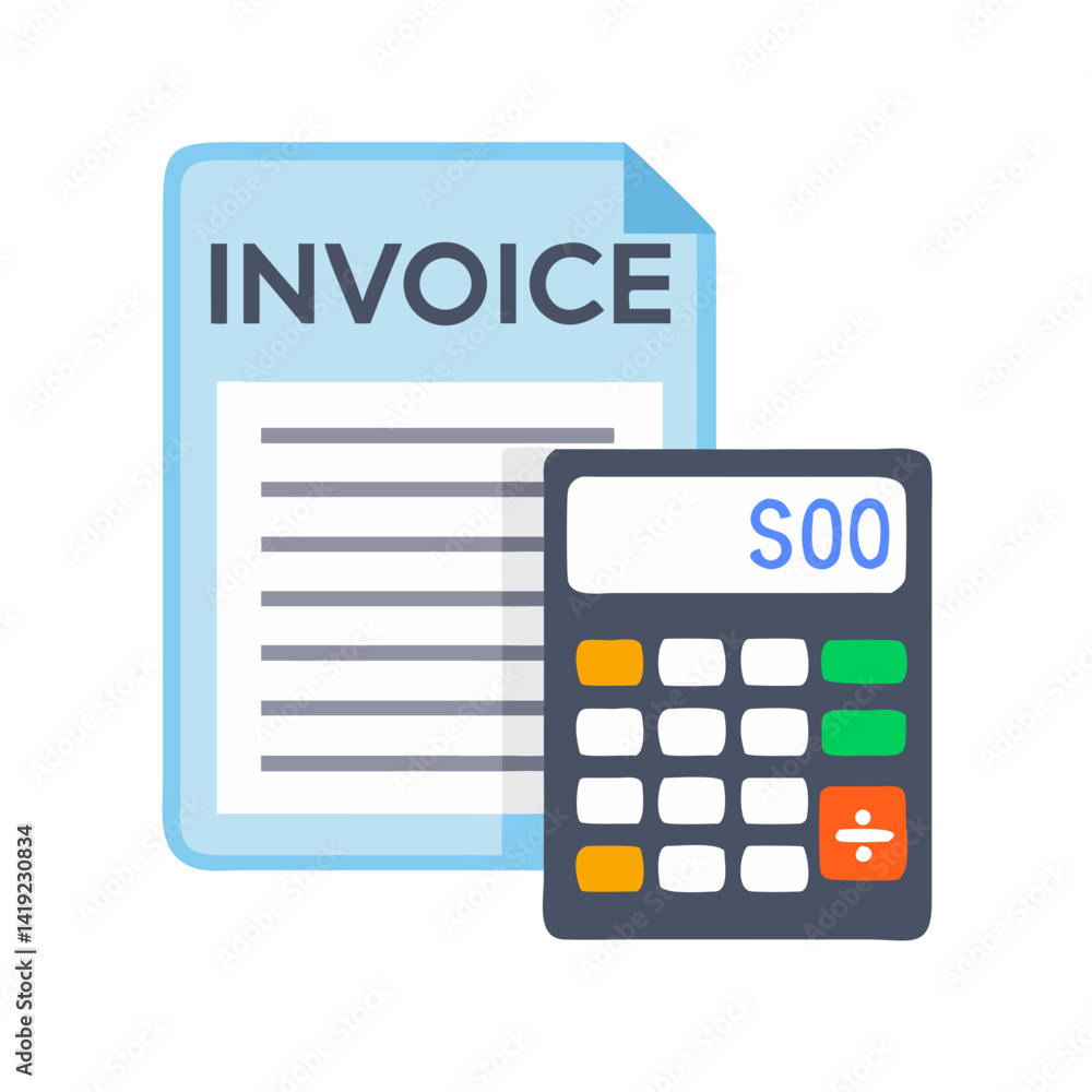 Aufkleber Bill with Calculator Icon Representing Invoice Calculation and Financial Management
