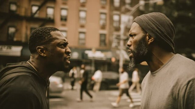 People two men arguing on a street