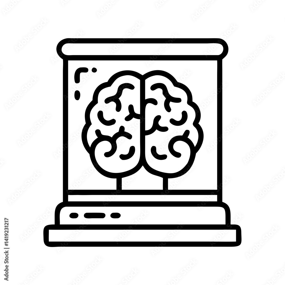 Aufkleber Brain in Display Case Icon Representing Neural Technology and Cognitive Science