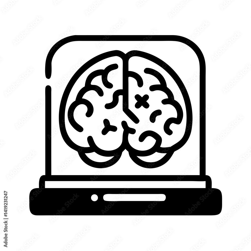 Aufkleber Brain in Display Case Icon Representing Neural Technology and Cognitive Science