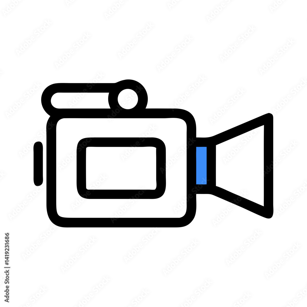 Poster camcorder icon representing video recording device and media capture