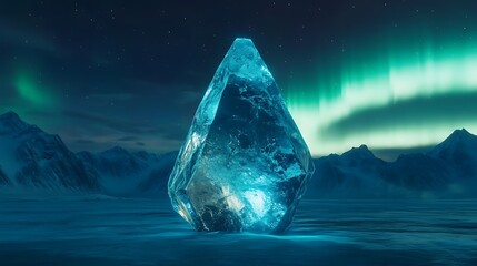 Obraz premium Crystalline obelisk under arctic aurora