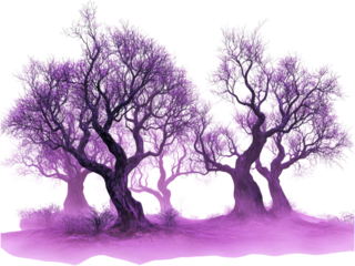 Enchanted Purple Forest: Mystical Trees in a Dreamlike Landscape