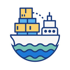 Fototapeta premium Argo Ship Icon Representing Global Shipping and International Freight