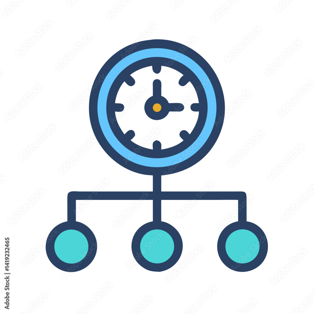 Aufkleber clock-with-workflow-nodes-icon-representing-time