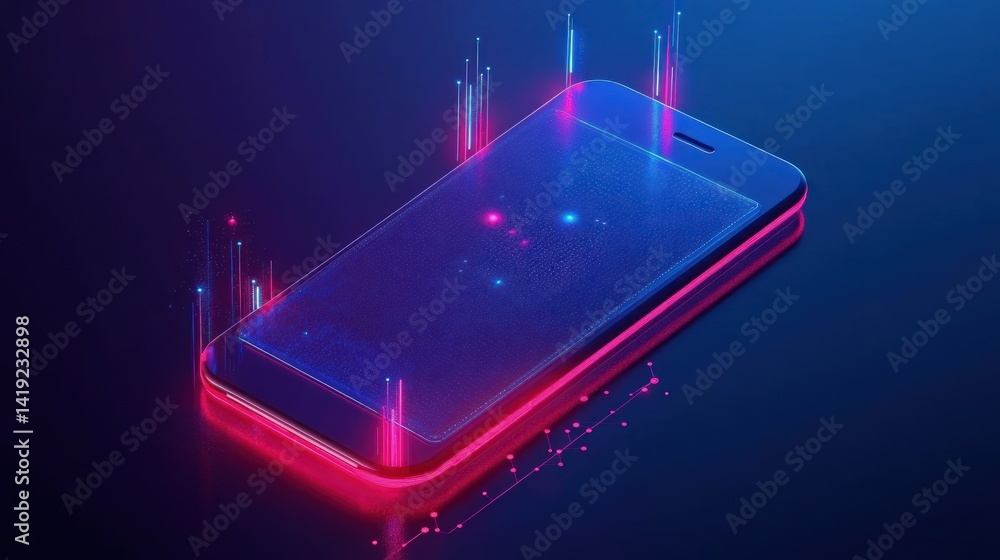 Aufkleber futuristic smartphone with glowing data streams