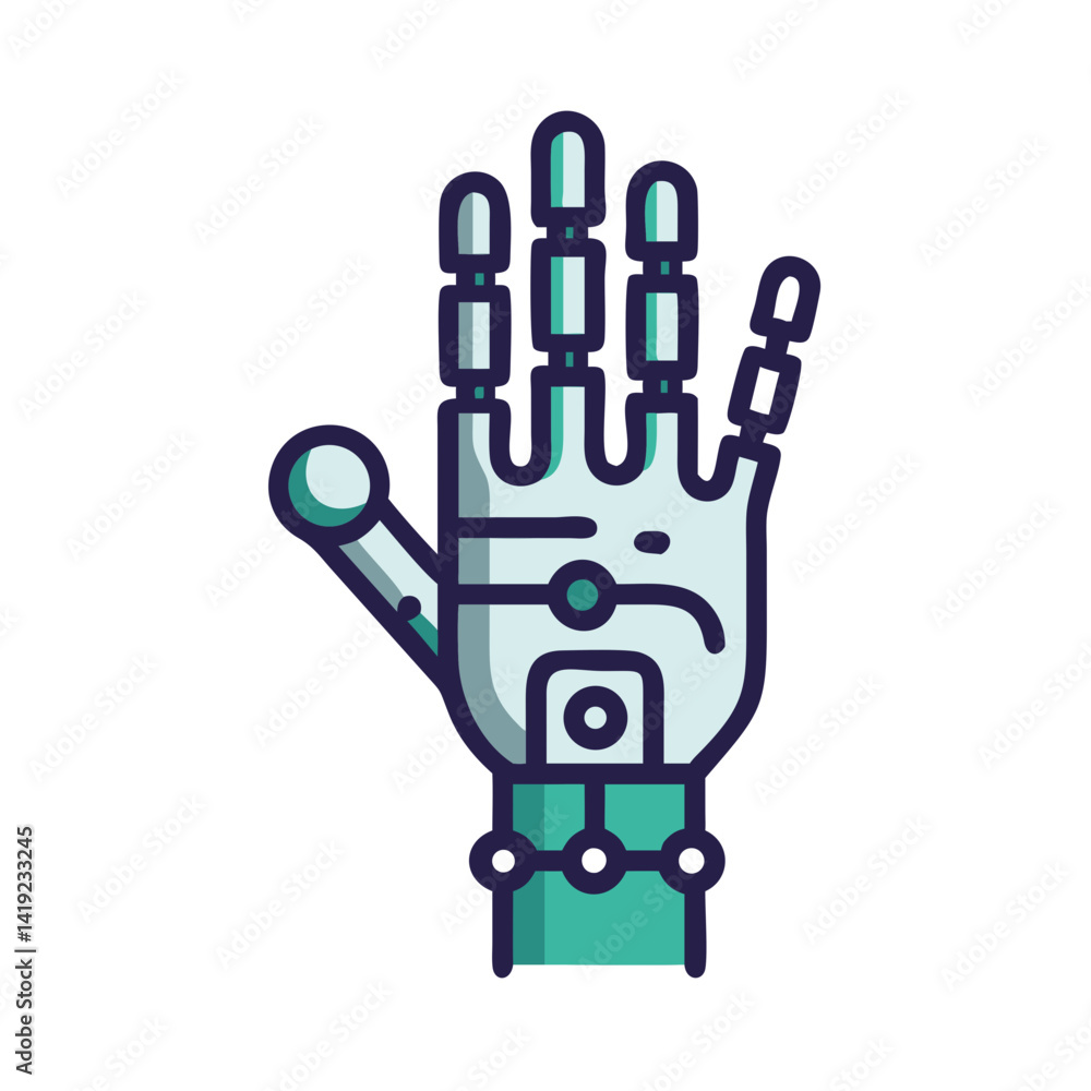 Poster Cybernetic Hand Icon Representing Bionic Prosthesis and Advanced Limb Technology