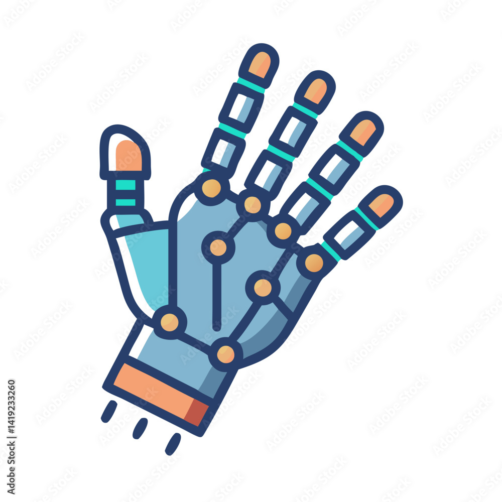Aufkleber cybernetic hand icon representing bionic prosthesis and advanced limb technology