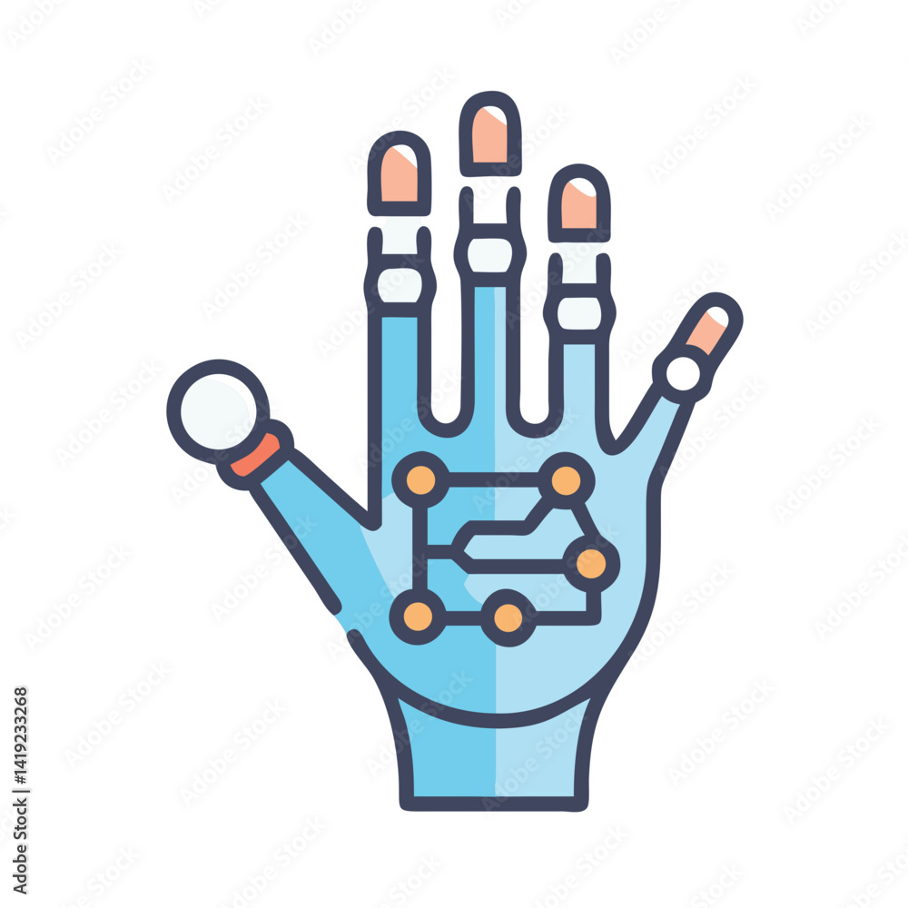 Poster Cybernetic Hand Icon Representing Bionic Prosthesis and Advanced Limb Technology