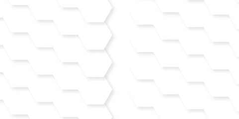 Fototapeta premium Seamless creative geometric Pattern of white hexagon white abstract hexagon wallpaper or background. 3D Futuristic abstract honeycomb mosaic white background. white hexagon geometric texture. 