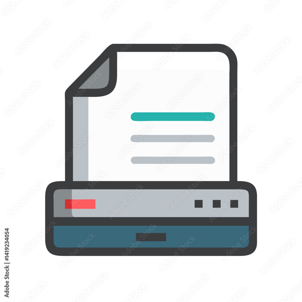 Poster Document Scanner Icon Representing Paper Digitization and Digital File Conversion