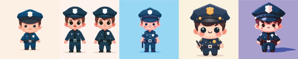 vector of little boy in police costume
