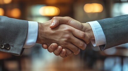 Business customer shaking hands with loan officer in modern branch