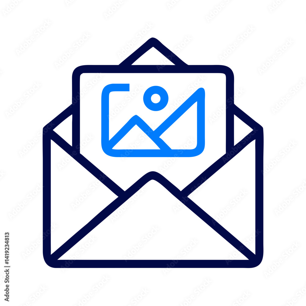 Poster envelope with image icon representing graphic design and digital communication