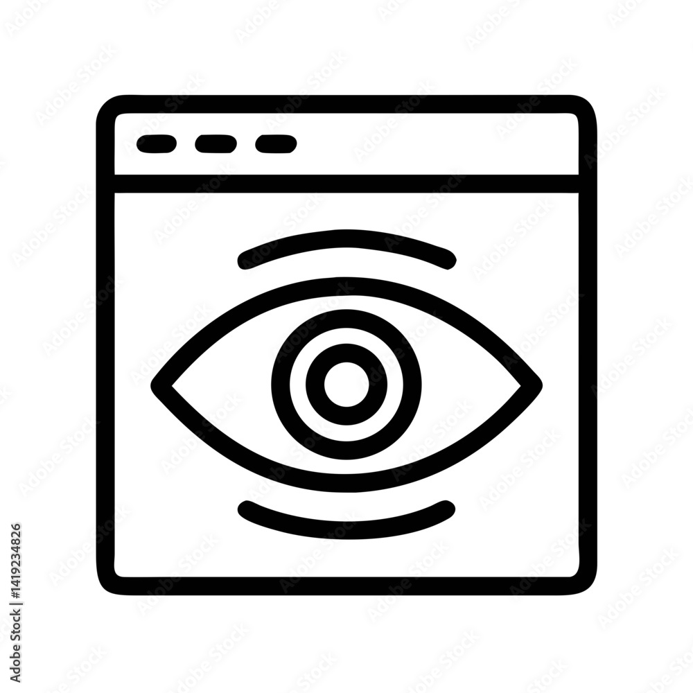 Poster eye icon representing visual review or preview and content inspection
