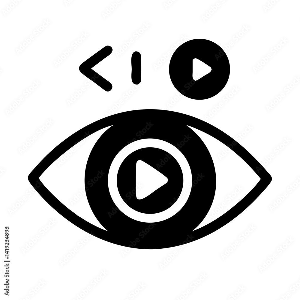 Aufkleber eye with play symbol icon representing media viewing and video playback