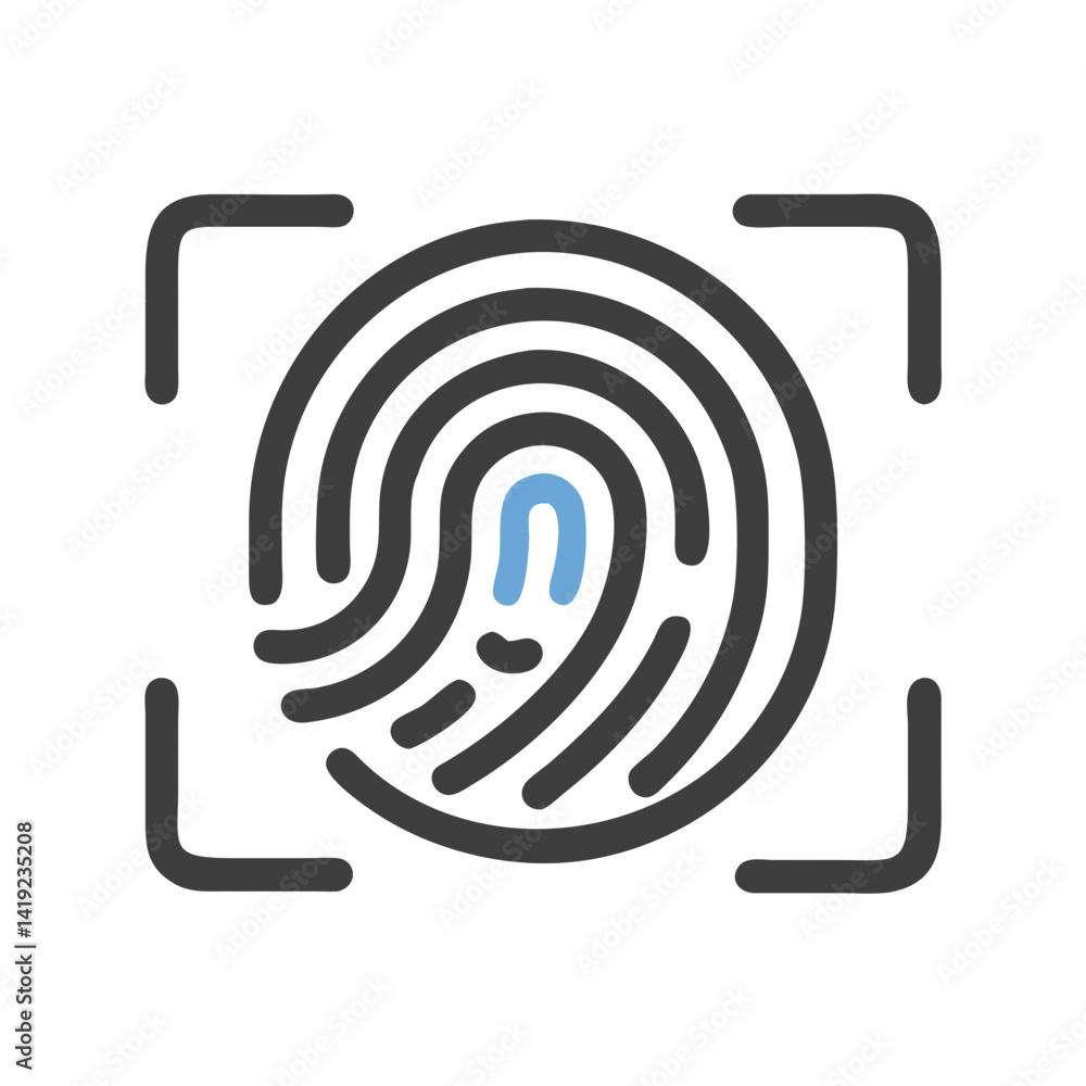 Aufkleber Fingerprint Scan Icon Representing Biometric Access and Security Verification