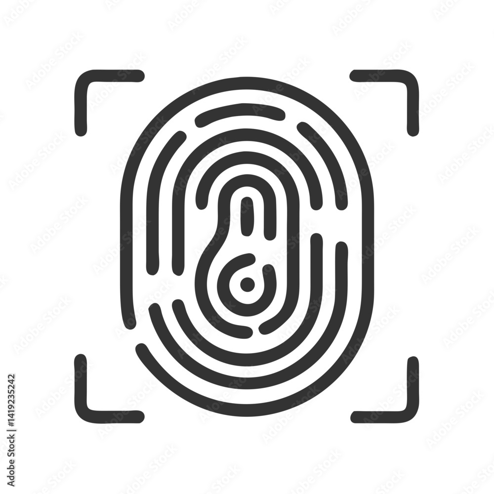 Poster Fingerprint Scan Icon Representing Biometric Access and Security Verification