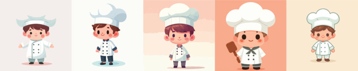 vector of little boy in chef costume