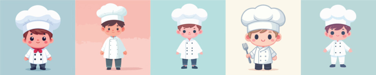 little boy cosplaying chef vector