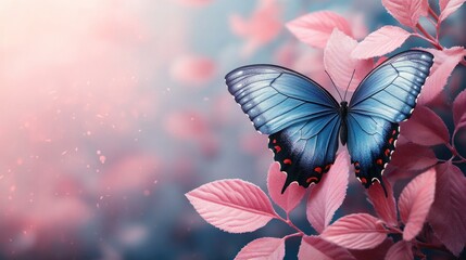 Pastel color theme for spring offer poster with butterflies, leaves and 30% off text