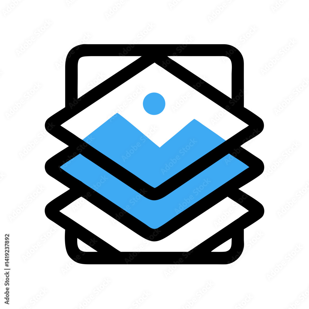 Poster Image Layers Icon Representing Photo Stacking and Layered Editing